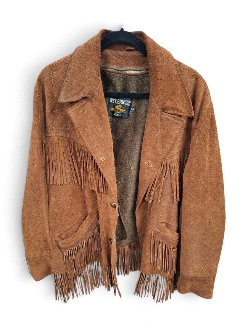 Sears Western Outdoor Wear Suede Fringe Jacket Brown Size 44